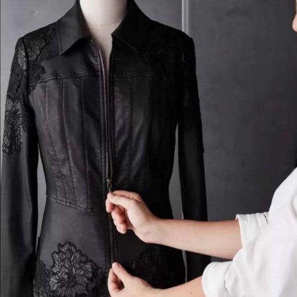 White House Black Market Jackets & Coats Whbm Nwt Coated Denim Lace